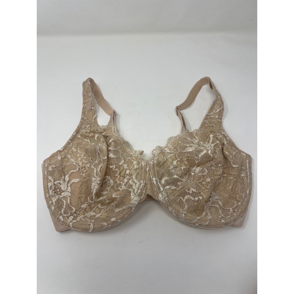Wacoal 34DD 85750 Pure Inspiration Lace Minimizer Underwire  Bra Beige Nude